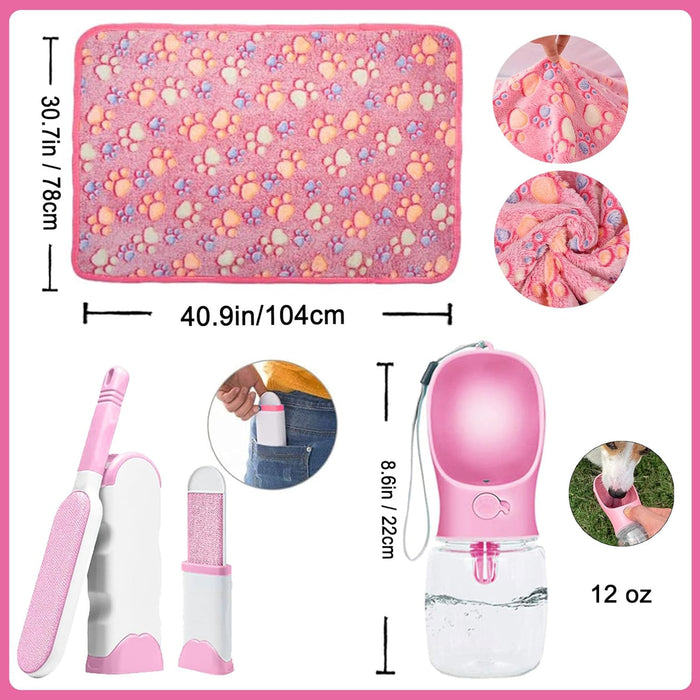Puppy Supplies Starter Kit - 39-Piece Set of Puppy Essentials and Dog Stuff.Includes Dog Leash, Toys, Bowl, Brushes,and More.Perfect Welcome Home Present for Your New Puppies-Pink