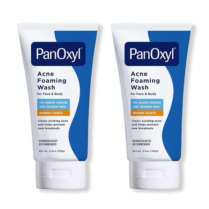 PanOxyl Acne Foaming Wash Benzoyl Peroxide 10% Maximum Strength Antimicrobial, 5.5 Ounce (Pack of 1)