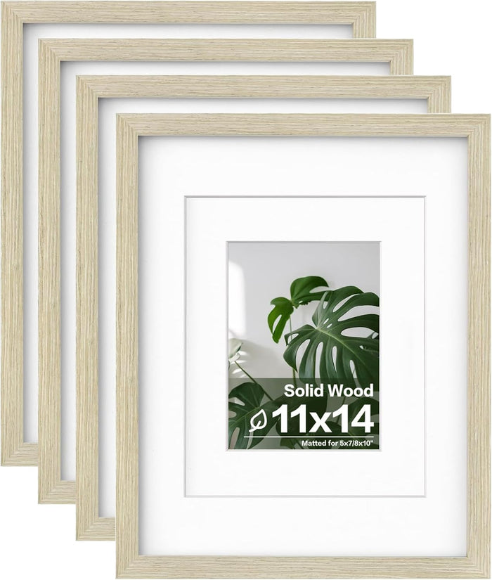 Egofine 8x10 Picture Frames Set of 4, Made of Solid Wood Covered by Plexiglass 4x6 and 5x7 with Mat or 8x10 without Mat, for Table Top Display and Wall Mounting Photo Frame Black