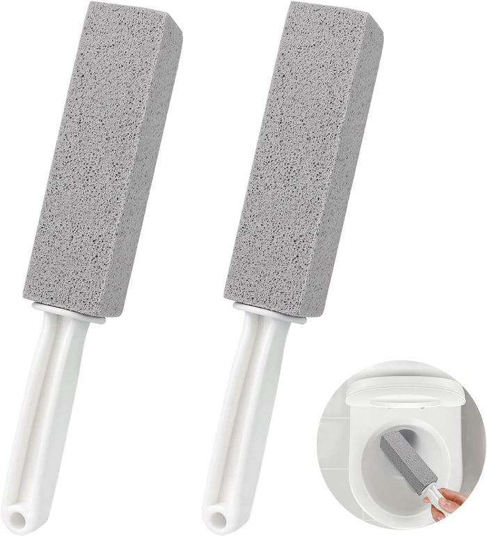 4 Pack Pumice Cleaning Stone with Handle, Toilet Bowl Cleaner Toilet Brush with Non-Slip Long Plastic Handle for Kitchen/Bath/Pool/Household Cleaning