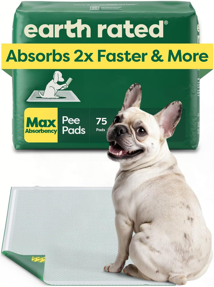 Earth Rated Max Absorbency Puppy Pee Pads for Dogs Absorbs 2X Faster & 2X More, Leak-Proof, Odor Control Potty Training, Unscented, XL, 28” x 34”, 40 Count