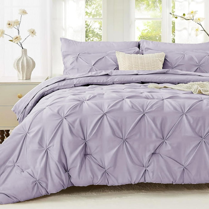 Sasttie Twin XL Comforter Set, 5-Piece Bed in a Bag, Pintuck Bedding Sets for All Season, Includes Comforter, Flat Sheet, Fitted Sheet, Pillowcase and Pillowsham, Mint