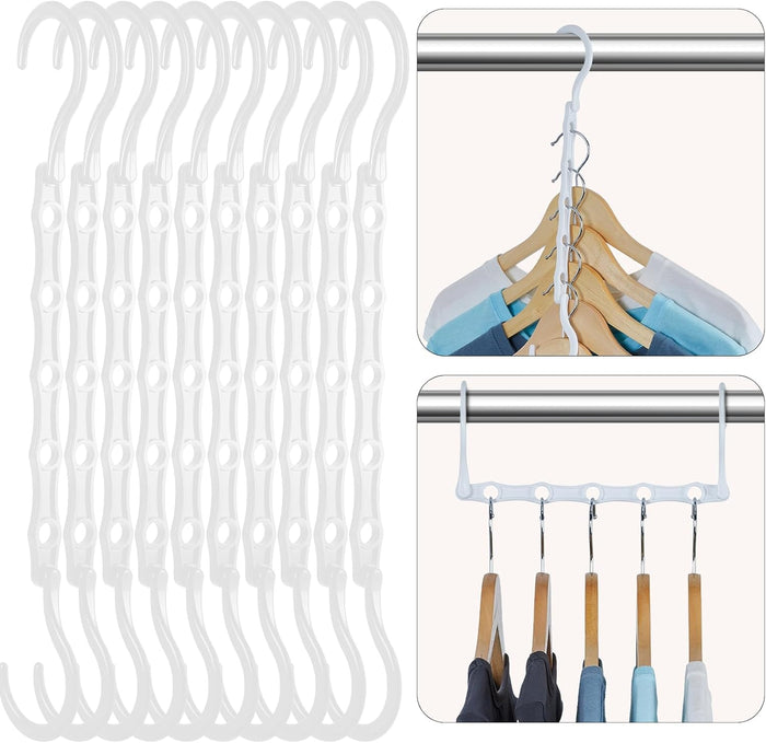 HOUSE DAY Closet Organizers and Storage 12 Pack, College Dorm Room Essentials, Multifunctional Organizer Magic Space Saving Hangers with 5 Holes, Storage Organization for Wardrobe Closet