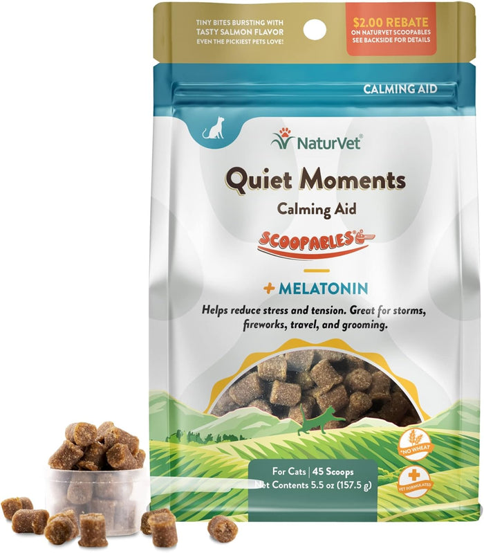 NaturVet Hemp Quiet Moments Plus Hemp Seed for Cats, 60 ct Soft Chews, Made in USA