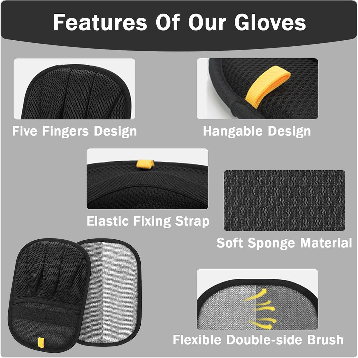 3PCS Five - Finger Electrostatic Pet Hair Removal Gloves, Upgraded Reusable Animal Fur Remover for Couch, Furniture, Carpet, Curtain, Laundry, Car Seat, Ideal for Cat & Dog Grooming
