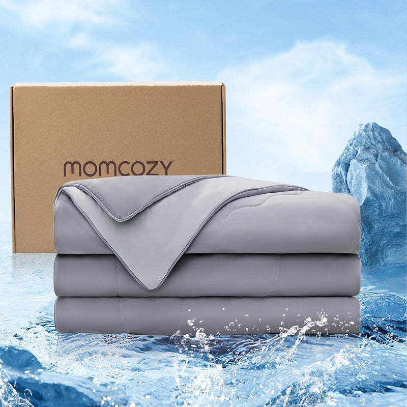 Momcozy Life CoolMurm Cooling Comforter for Hot Sleepers, Full/Queen 90"x90" Soft Breathable Pregnancy Cooling Blanket, 3-Second Cooling, 8 Hours+ Stay Cool All Night, Beige Yellow