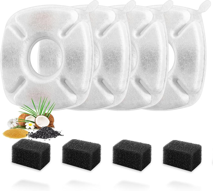 24 Pcs Cat Fountain Replacement Filters 12 Pack Cat Water Fountain Replacement Filters with 12 Pack Pre-Filter Sponges, Pet Fountain Filter Fit for 95oz/2.8L Automatic Pet Fountain Cat Water Fountain