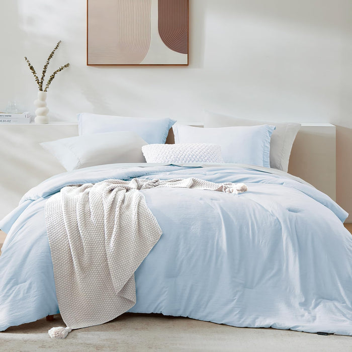 WRENSONGE Queen Comforter Set - 7 Pieces Sage Green Soft Bed in a Bag Queen with Fitted Sheet, Flat Sheet, 2 Pillow Shams, and 2 Pillowcases- Warm Bedding Sets Queen for All Season
