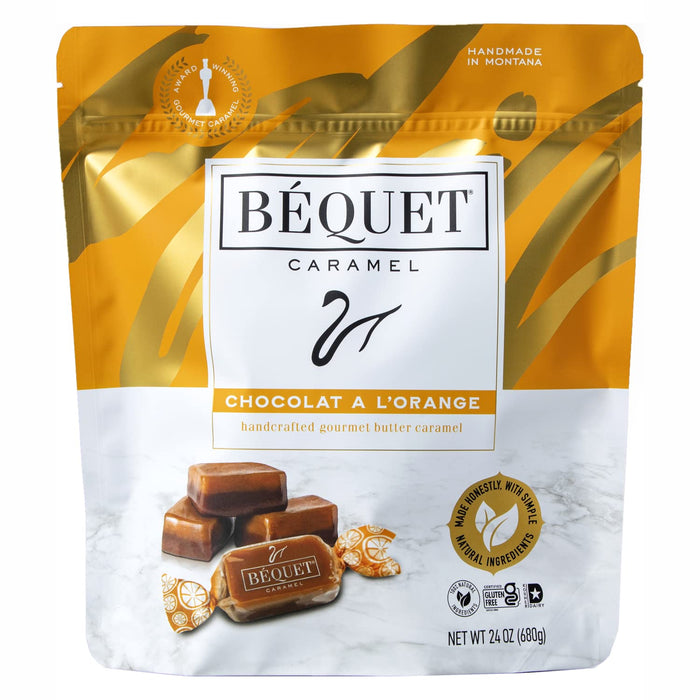 Béquet Caramel - Chewy - Gourmet Caramel Candy - Caramel Candy Individually Wrapped - Made in Montana - Kosher (Star D) and Gluten Free - 8 oz Gift Bag