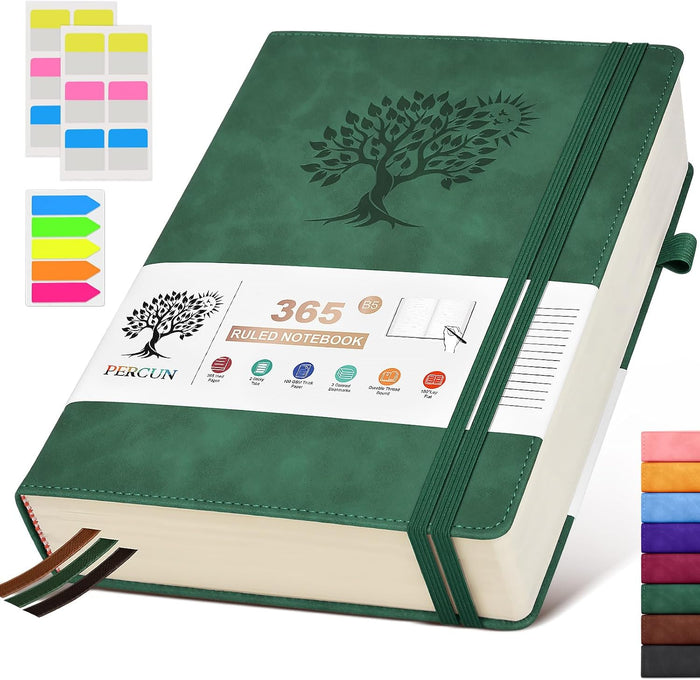 A5 Lined Journal Notebook - 365 Page Leather Journals for Writing Women & Men，Hardcover Notebook with 100Gsm Thick Pages，Daily Diary for Travel, Work，School，Note Taking，College Ruled (5.9" x 8.5")