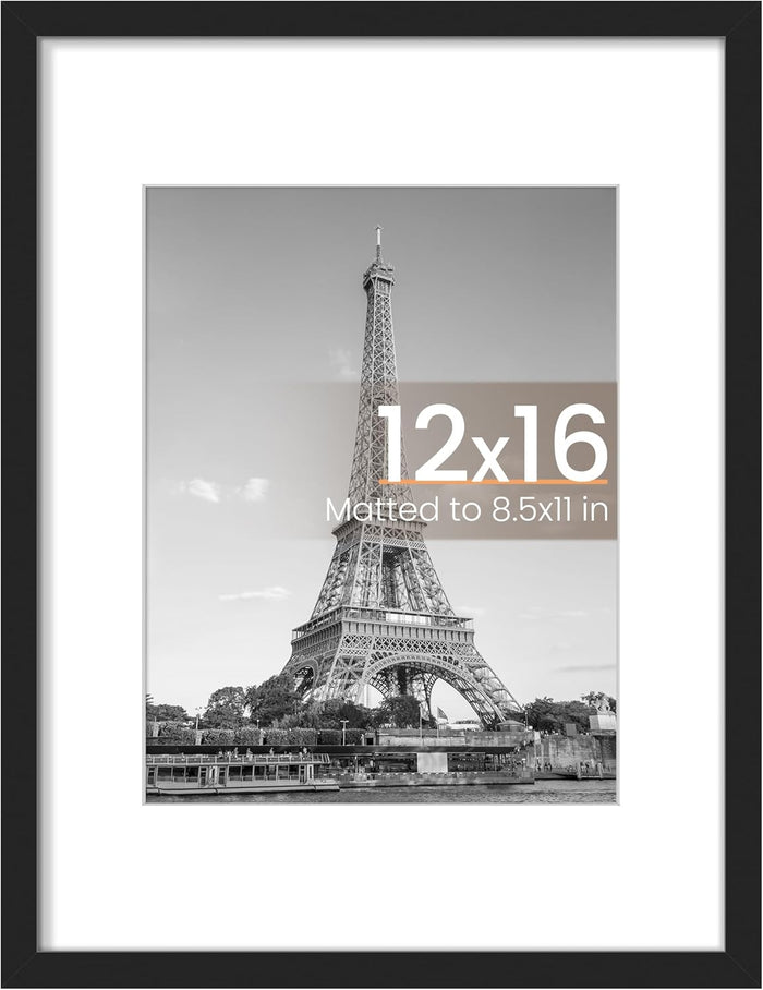 upsimples 8x10 Picture Frame, Display Pictures 5x7 with Mat or 8x10 Without Mat, Wall Hanging Photo Frame, Black, 1 Pack
