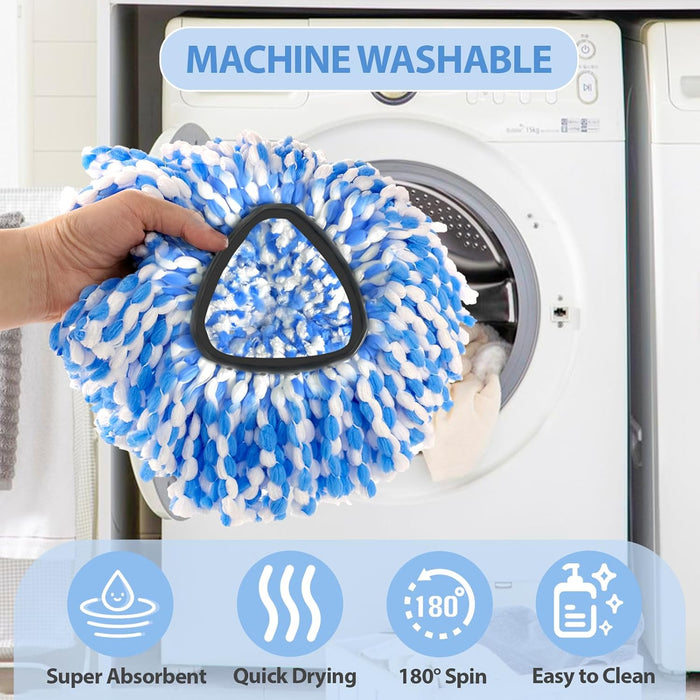 Spin Mop Replacement Head for O-Ceda RinseClean 2 Tank System, Microfiber Mop Refills, Easy to Replace, Include 3 Cedar Mop Replace Heads, 1 Extra Mop Replacement Base
