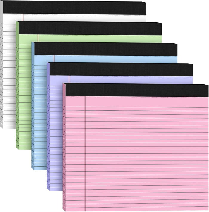 3 Pack Wide Legal Pads 11" x 9.5" (Landscape Format) Pink Blue Green College Ruled Note Pad Narrow Ruled 30 Sheets per Notepad Perforated Writing Paper with Thick Backboard Horizontal Pads of Paper