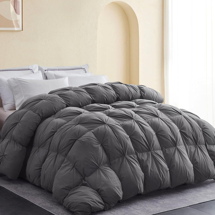 SNOWMAN Premium Down Comforter King Size, Luxurious All Season Duvet Insert with Cotton Blended Fabric, 44oz Fill Weight 3D Baffle Box Design Hotel Bedding Comforter (Khaki,106"x90")