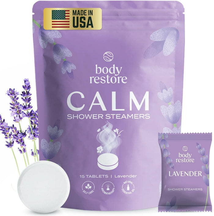 Body Restore Shower Steamers Aromatherapy 30 Pack - Christmas Stocking Stuffers for Men, Birthday Gifts for Women, White Elephant, Relaxation, Self Care - Collector’s Box