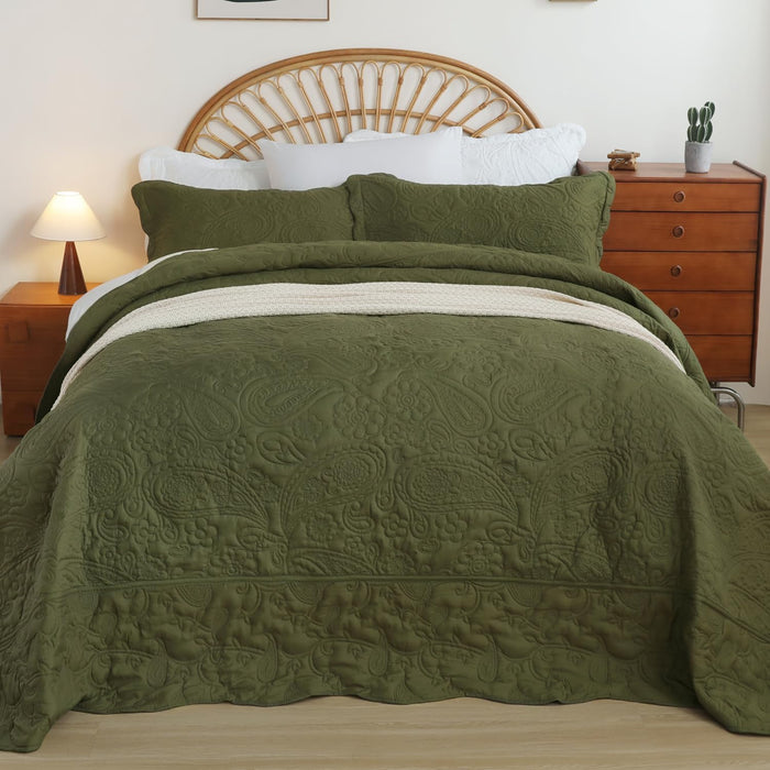 EVENHUG Oversized King Quilt California King Size Lightweight Bedding Set Reversible Bedspread Coverlets for All Seasons 3 Piece (Beige 120"x120")