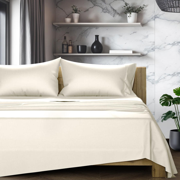 TEXAS LINEN CO. 100% Egyptian Cotton Sheets King Size Set - 1200 Thread Count Egyptian Cotton Luxury Sheets King Size, 17" Deep Pocket, Soft, Cooling Sateen Weave Hotel Quality Bedding Set - Beige