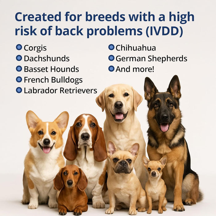 Under The Weather Disc & Spine Health Powder for Dogs | Spinal Disc Support | Vet Formulated Dog Joint Supplement for Long-Backed Breeds | IVDD Dog Supplies | Chicken Flavor Packets for 30 Day Supply