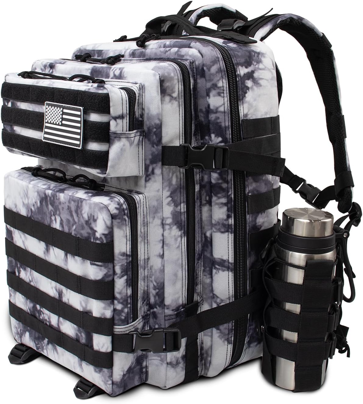 Large 45L Tactical Fishing Tackle Backpack with Removable Plier Holder & Rod Holders Storage Fishing Gear and Equipment Tackle Bag Hiking Backpack without Tackle Boxes Khaki