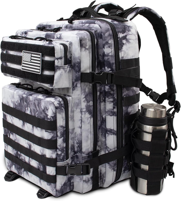 Large 45L Tactical Fishing Tackle Backpack with Removable Plier Holder & Rod Holders Storage Fishing Gear and Equipment Tackle Bag Hiking Backpack without Tackle Boxes Khaki