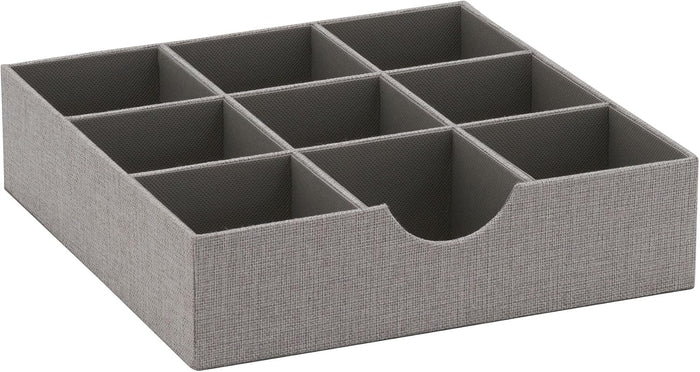 Household Essentials Brown 723-1 Deep 9 Section Drawer Organizer Box for Storage | 12 in x 12 in 3.13