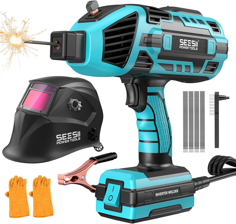 Seesii Portable Welder Handheld, 110V 120A Portable Welding Machine with Goggles & Chipping Hammer, Compatible with for 3/32"-1/8" Rods, Suitable for Home DIY Repair and Automotive Repair Welding