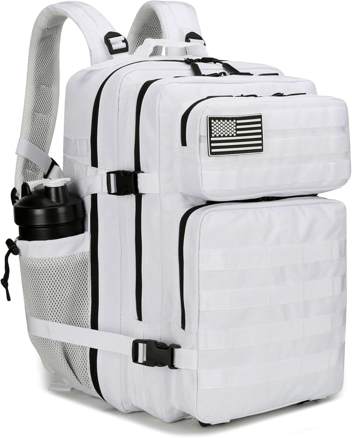 45L Tactical Assault Backpack 3 day assault pack with Molle Waterproof backpack Rucksack for Tactical Backpacks (White)