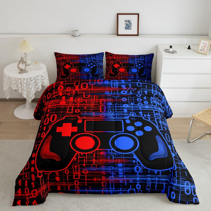 Feelyou Kids Gamer Comforter Set Twin Size, Galaxy Gaming Bedding Set Glitter Game Comforter Boys Girls Gamepad Teens Duvet Set Bedroom Decor Bed Set 2Pcs
