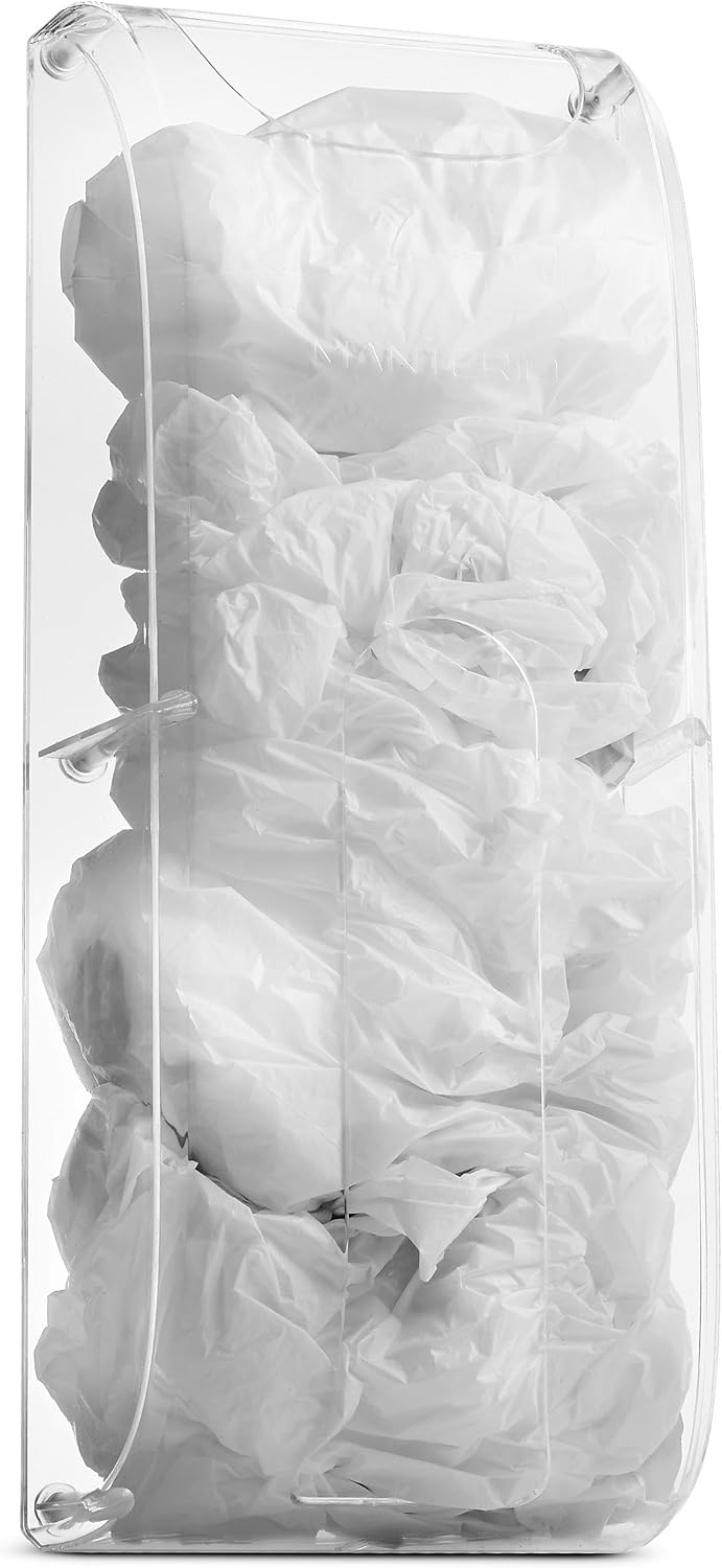 Wall-Mount Grocery Bag Dispenser | Space-Saving Design | Easy Install | Smudge-Proof, Fingerprint-Resistant | White | Holds Most Bags for Maximum Storage