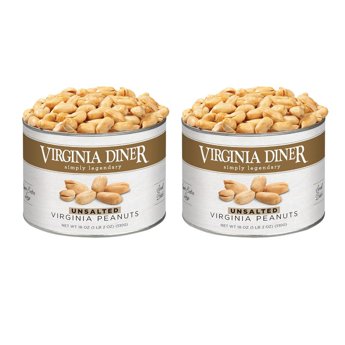 Virginia Diner Natural XL Blister Roasted Virginia Peanuts, Heart Healthy, All Natural, 36 Ounce Tin (2.25 Pound Salted)