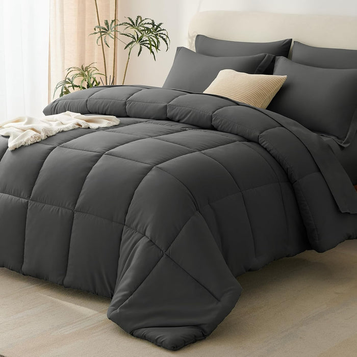 CozyLux King Size Comforter Set Sage Green - 7 Pieces Bed in a Bag King, Okeo-Tex Certifited Bedding Set, All Season Soft Bed Set with Down Alternative Comforter, Sheets, Pillowcases & Pillow Shams