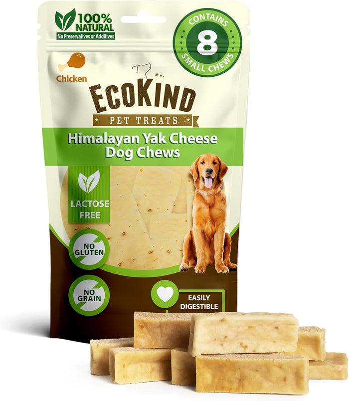 EcoKind Premium Gold Yak Cheese Himalayan Dog Chews, Healthy Dog Treats for Medium Dogs, All Natural, High Protein Dog Chew, Water Buffalo, Medium - 3 Chews