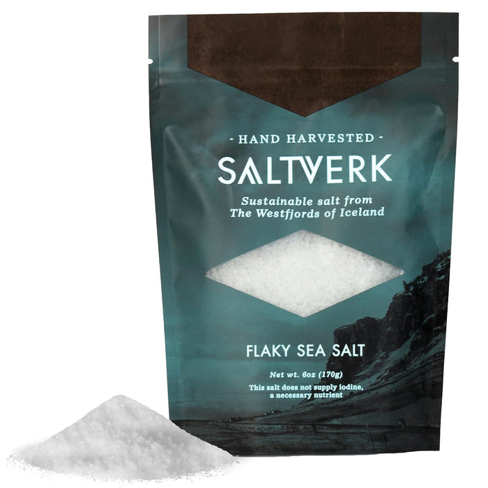 Saltverk Sea Salt - Gourmet, Icelandic, Hand Harvested and Sustainably Made - Flaky 6 Oz