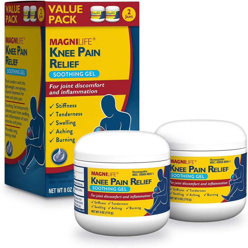 MagniLife Knee Pain Relief Soothing Gel, Reduces Swelling & Inflammation of Sore Muscles, Joint Discomfort, Injuries - All-Natural Arnica - 4oz.