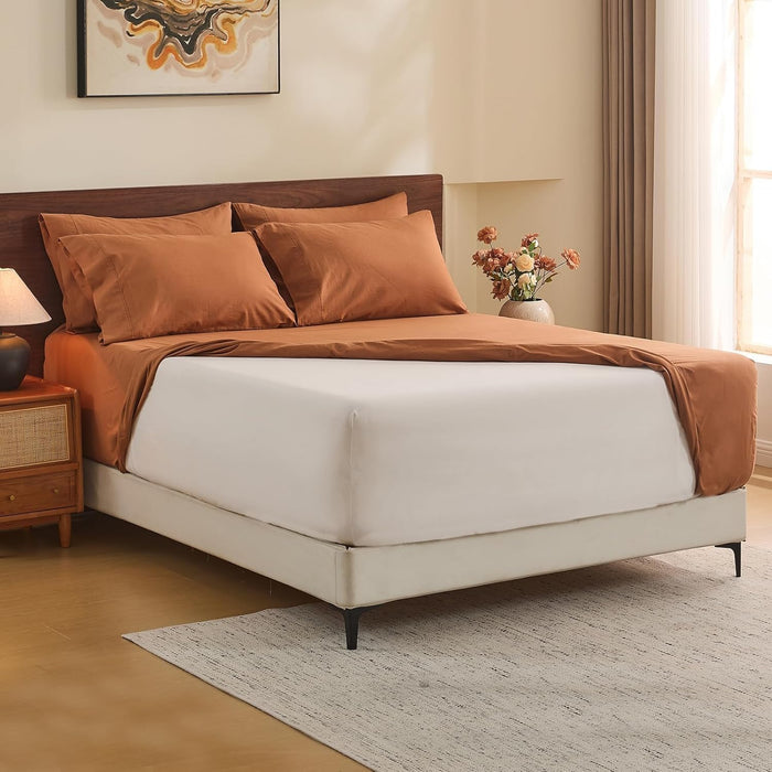 MEISHANG 100% French Pure Linen Sheets King Size - Bed Sheets 4 Piece Sets, Soft Durable Flax Linen, Anti-Tear Breathable Oeko-Tex Certified with 16" Deep Pocket (Linen)
