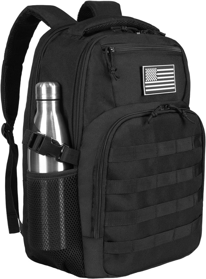 15.6'' Travel Laptop Backpack for Men, 30L Tactical College Backpacks with Water Pouches Both Sides, Portable Backpack for Men Women Business Work Bag Fight Approved - Grey Backpack