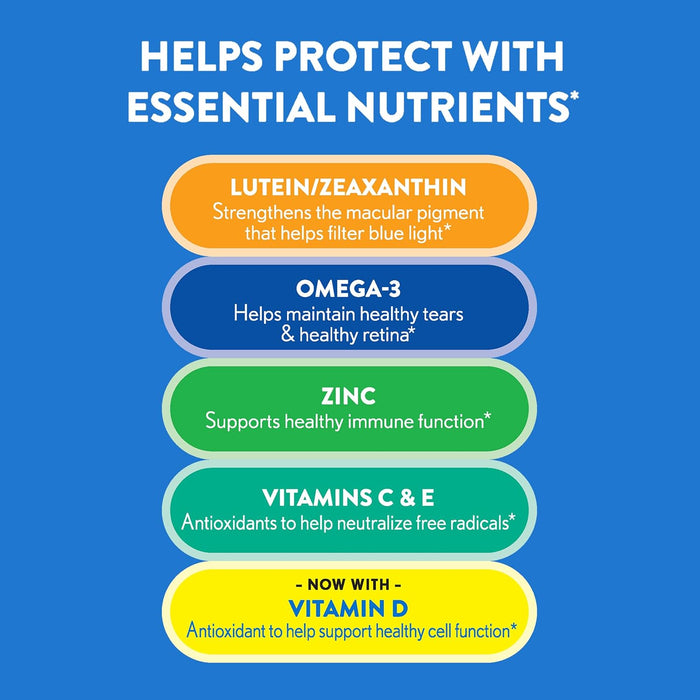 Ocuvite 50+ Eye Vitamin & Mineral Supplement, Multivitamin for Vision & Ocular Health with Omega-3, Zinc, Vitamins C & E, Lutein & Zeaxanthin, Zinc Supplements for Women and Men, 90 Softgels