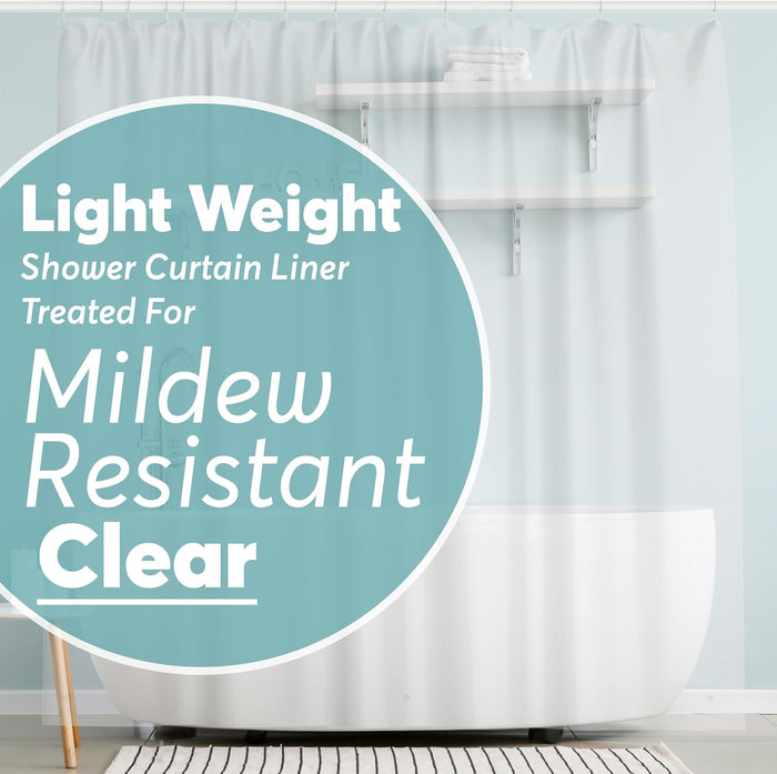 BigFoot Clear Shower Curtain Liner - 72x72 Odorless Plastic with Magnets, Washable Long Bathroom Curtain - Premium PEVA Waterproof Bath Shower Liner, Rust-Proof Bathroom Essentials