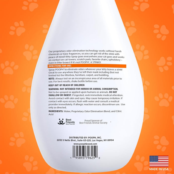 POOPH® Kitty Odor Eliminator – 32 fl oz Bottle – Proprietary Odor-Elimination Technology Works On-Contact – Cat Trees, Toys, Furniture, Bedding – NO Fragrances, NO Harsh Chemicals, Safe & Non-Toxic