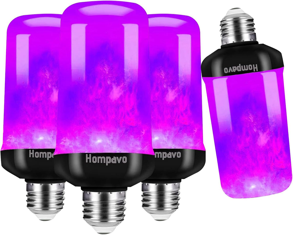 Hompavo 【Upgraded】 LED Flame Light Bulbs, 4 Modes Flickering Light Bulbs with Upside Down Effect, E26/E27 Flame Bulb for Halloween Christmas Party Patio Porch Home Indoor & Outdoor Decorations - 2