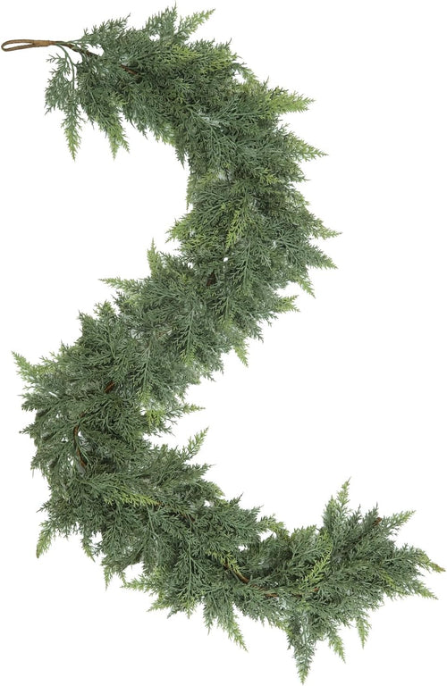 2 PCS 6 FT Christmas Garland,Cedar Garland Artificial Realistic,Real Touch Pine Garlands，Christmas Greenery Garlands for Fireplace，Table Mantel Porch Indoor Outdoor Winter Xmas Decoration(2,6FT)