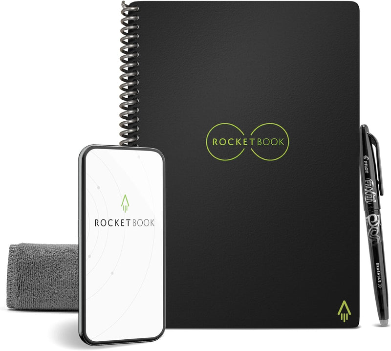 Rocketbook Core Reusable Smart Notebook, Lined Pages For School, Work and Creative Projects, Letter Size 8.5x11, Blue - Premium