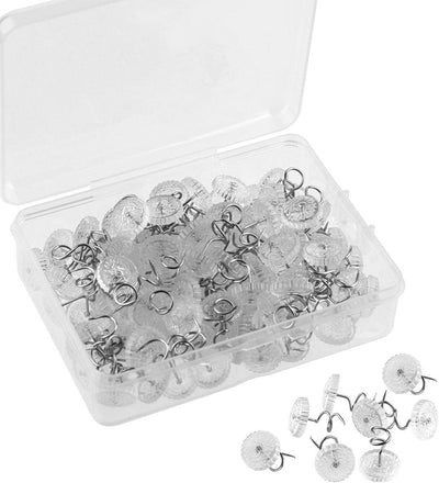 KUUQA 100 Pieces Upholstery Twist Pins Clear Heads Bed Skirt Pins for Slipcovers and Bedskirts