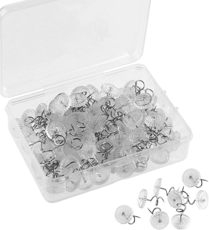KUUQA 100 Pieces Upholstery Twist Pins Clear Heads Bed Skirt Pins for Slipcovers and Bedskirts