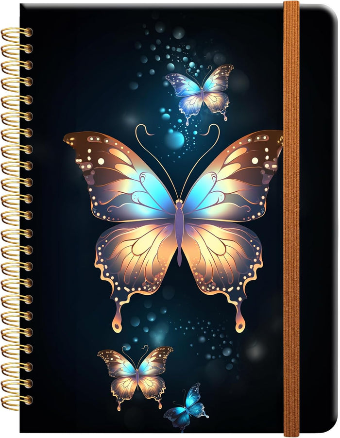 Ruled Spiral Writing Notebook,A5 Hardcover Lined College Journal for Women Lady Girl,Strong Twin-Wire Binding with Premium Paper,8.4" X 6",Perfect for School,Office,Home Gifts(watercolor roes floral)