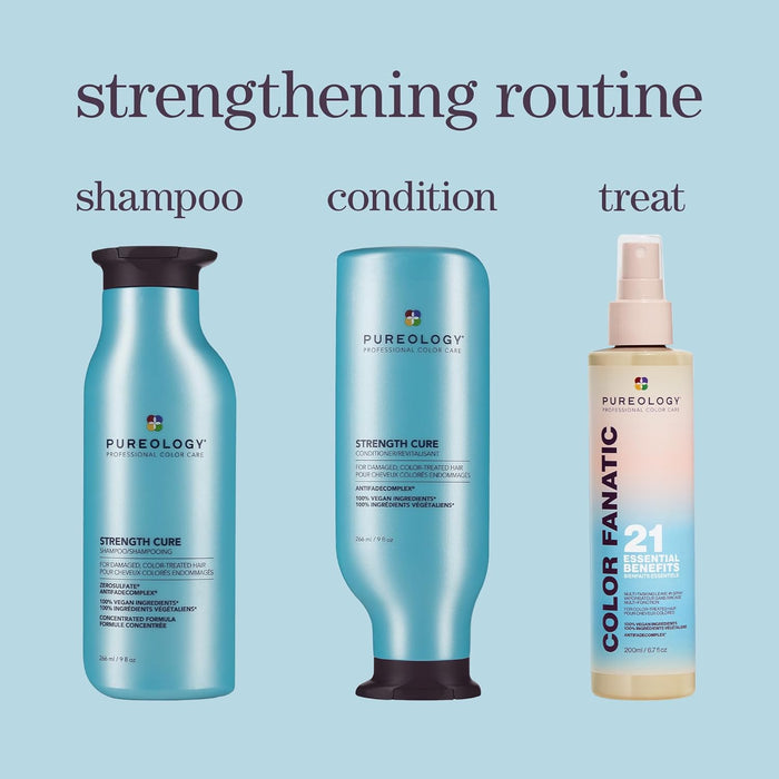Pureology Strength Cure Conditioner - For Damaged or Color-Treated Hair, Reduces Breakage, Strengthens & Softens, With Sulfate-Free Formula, Vegan