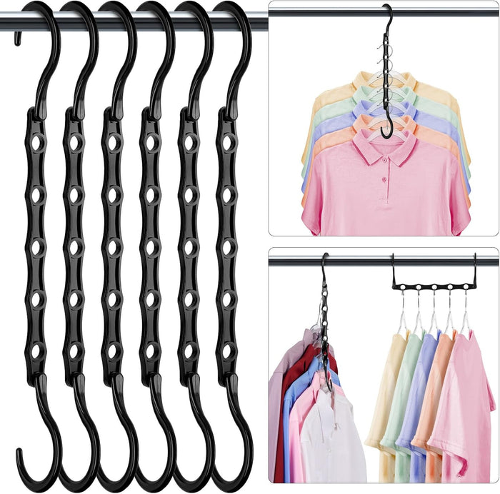 HOUSE DAY Closet Organizers and Storage 12 Pack, College Dorm Room Essentials, Multifunctional Organizer Magic Space Saving Hangers with 5 Holes, Storage Organization for Wardrobe Closet