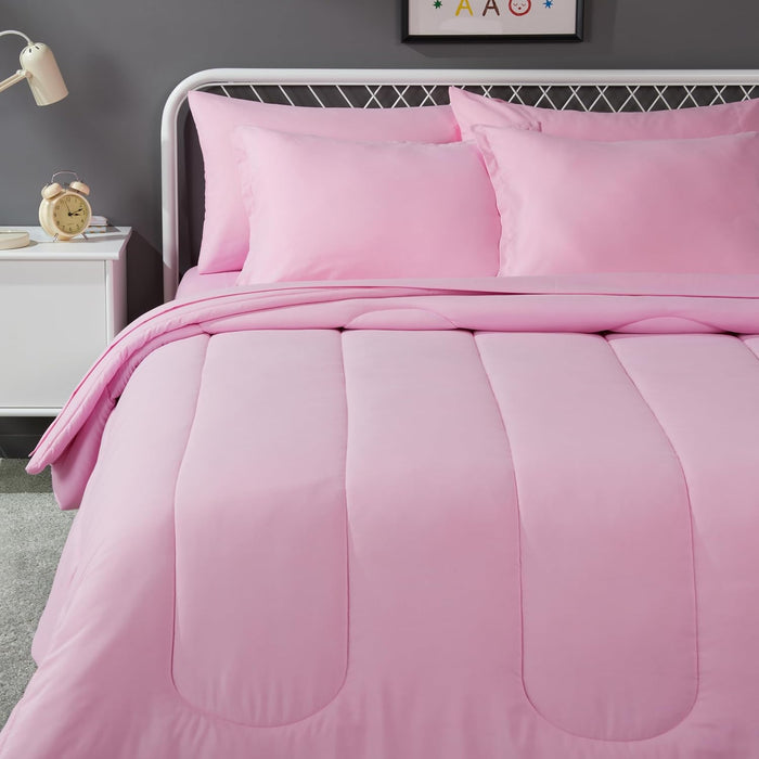 Amazon Basics Kid's Soft, Easy Care Microfiber Bed-in-a-Bag 5-Piece Bedding Set, Twin, Butterfly Friends