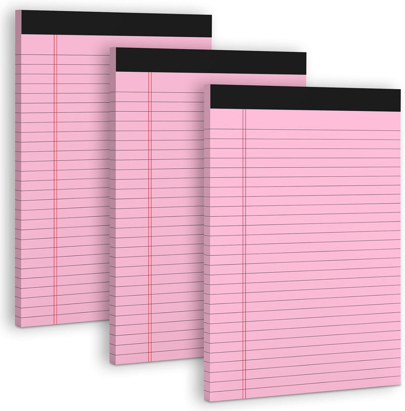 3 Pack White Legal Pads 8.5 x 11 Note Pads, Wide Ruled Notepads, Micro Perforated Lined Note Writing Pads 30 Sheets per Notepad Double-Side Printed Legal Note Pad 8.5x11'' for Home, Office, School