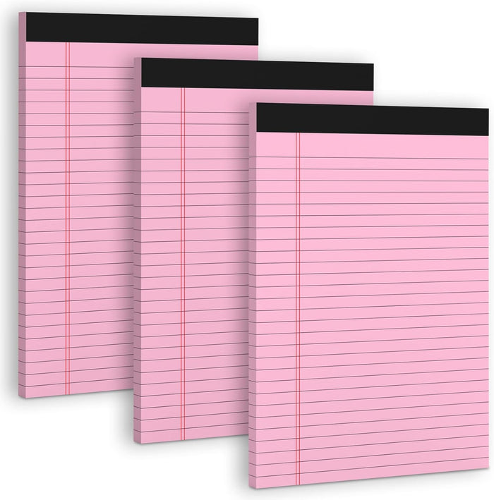 3 Pack White Legal Pads 8.5 x 11 Note Pads, Wide Ruled Notepads, Micro Perforated Lined Note Writing Pads 30 Sheets per Notepad Double-Side Printed Legal Note Pad 8.5x11'' for Home, Office, School